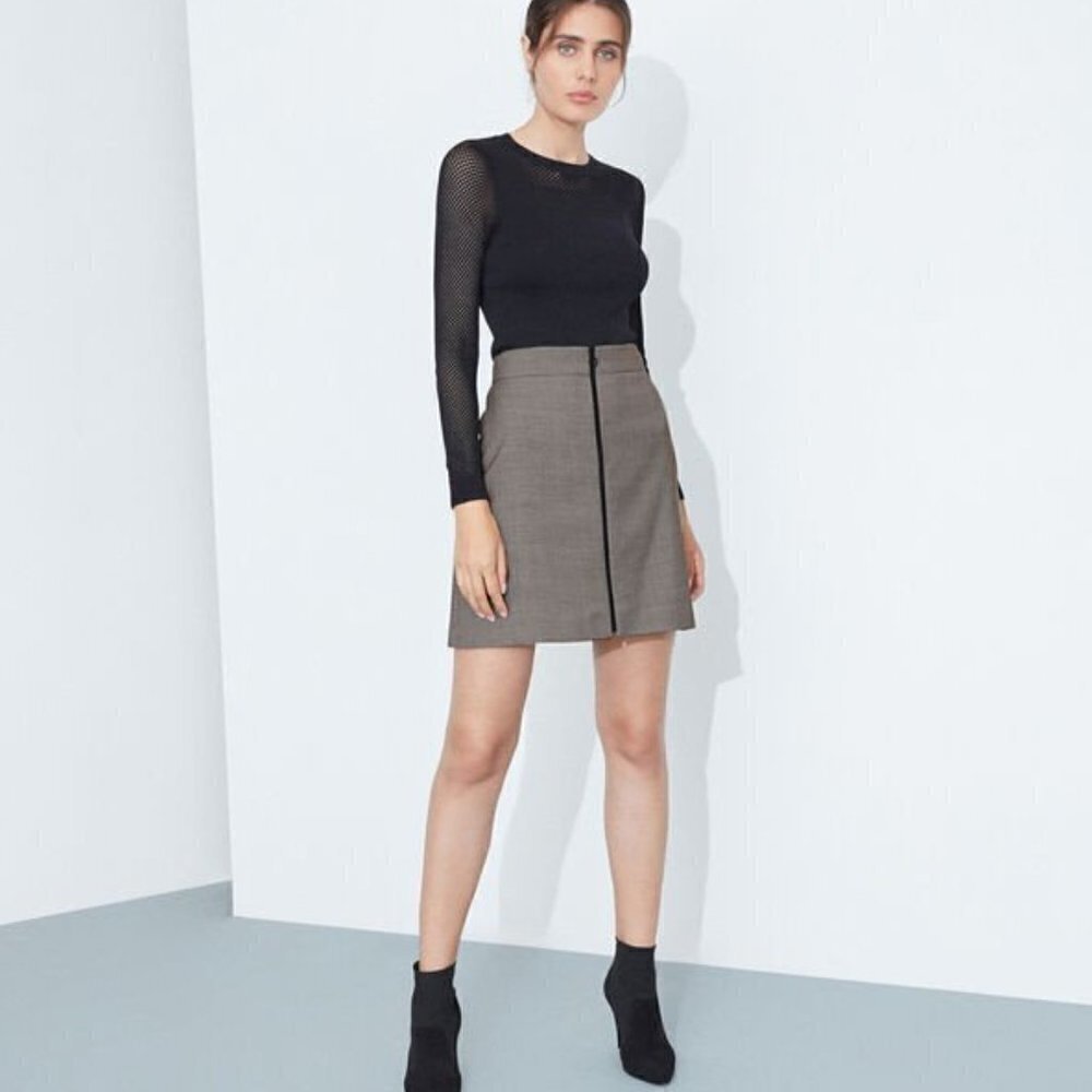 NEW Karen Millen High Rise Wool Mini Skirt Size 4 - Picture 4 of 7